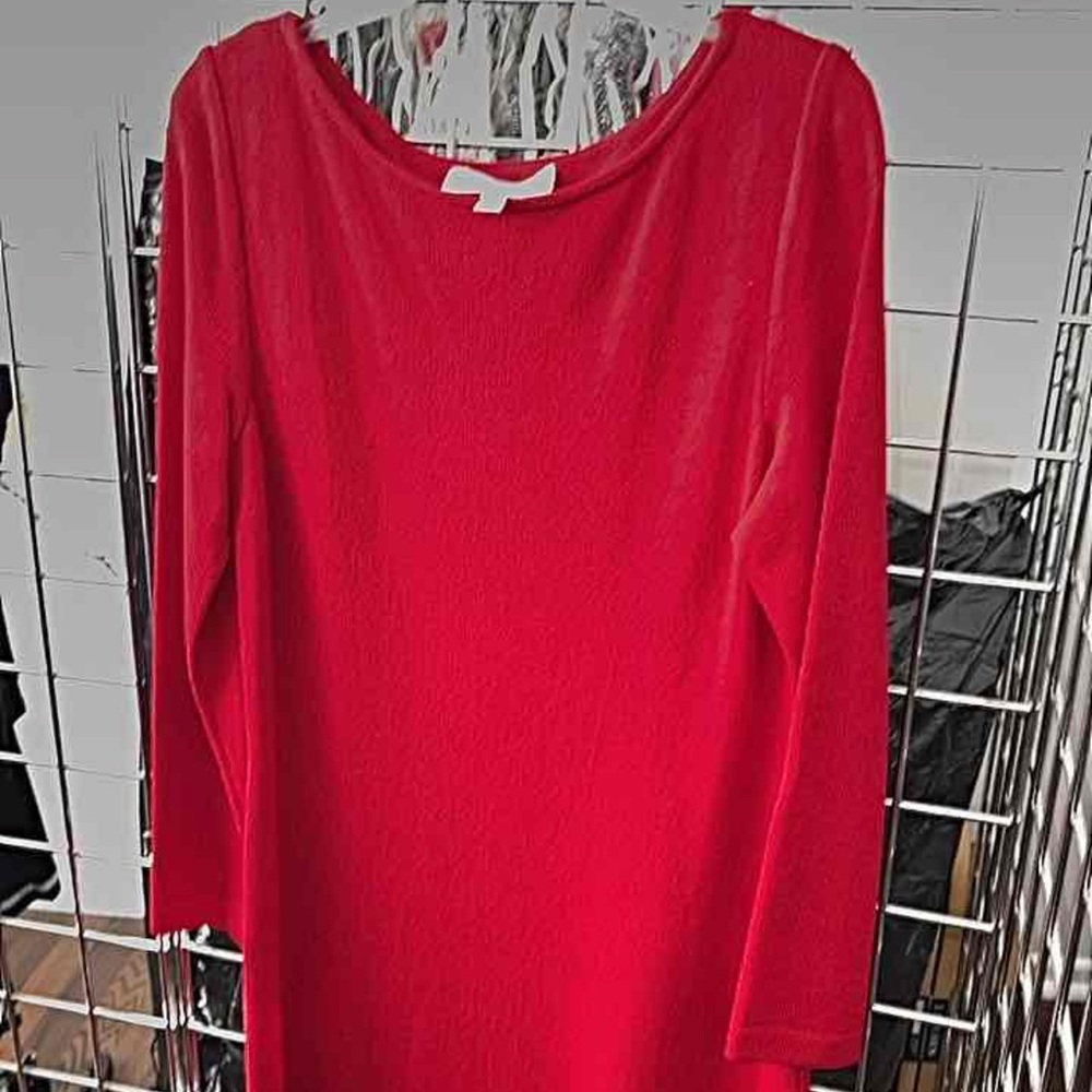 St. John Red Crewneck Knit Sweater